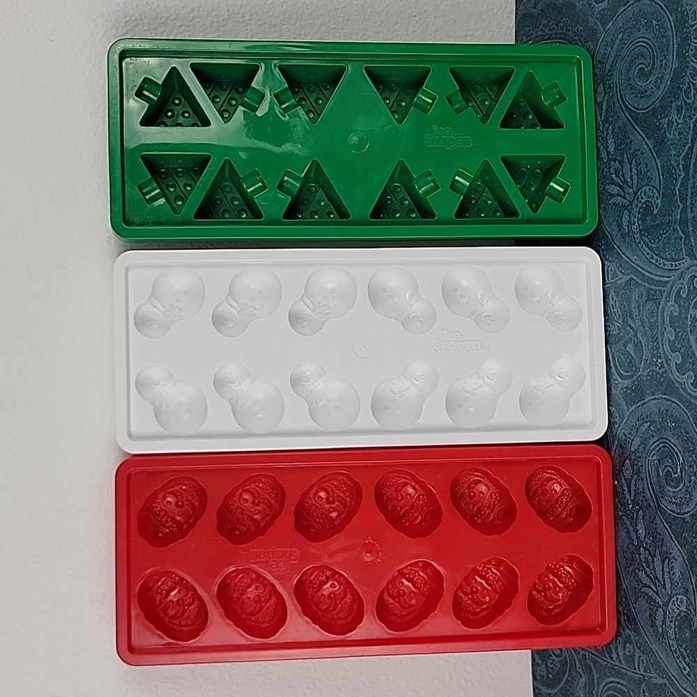 Christmas 3 Ice Trays, Snowman, Santa & Trees